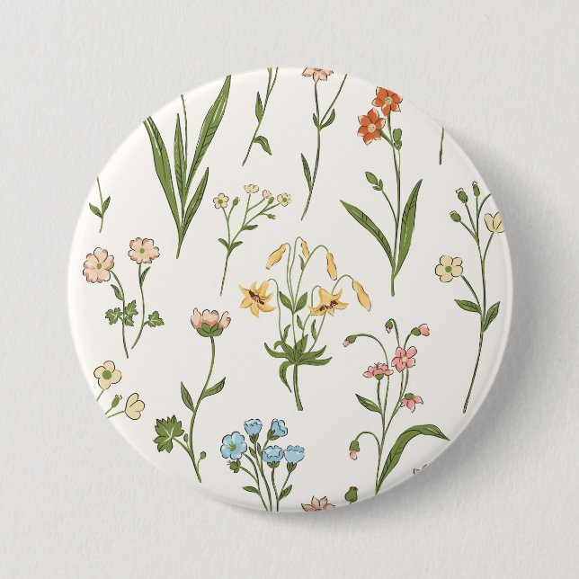 Botanische Blüte - Elegante Blumen Button (Vorderseite)
