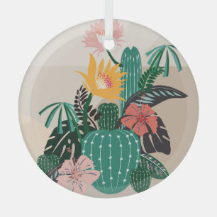 Botanische Blüte: Kaktus Vintage-Kunst. Ornament Aus Glas