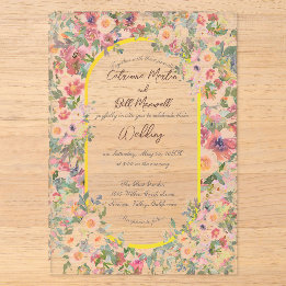 Botanische Blüten-Acryl-Hochzeitseinladung Acryleinladungen
