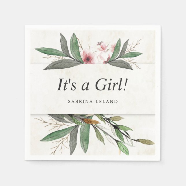 Botanische Blüten der klassischen Wasserfarbe Serviette (Vorderseite)