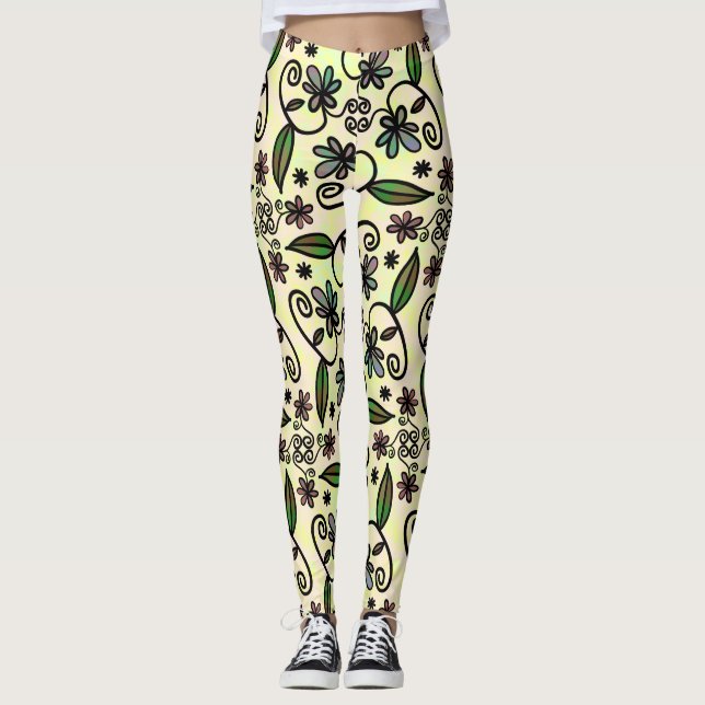 Botanische Blütenblätter Leggings (Vorderseite)