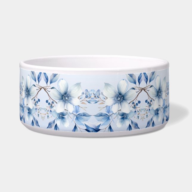 Botanische Blütenblumen Keramik Pet Bowl Napf (Vorderseite)