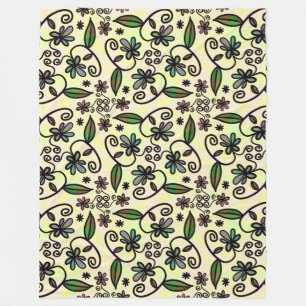 Botanische Blütendecke Fleecedecke