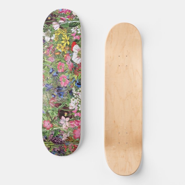 Botanische Blütennatur-Wildblume Skateboard (Vorderseite)