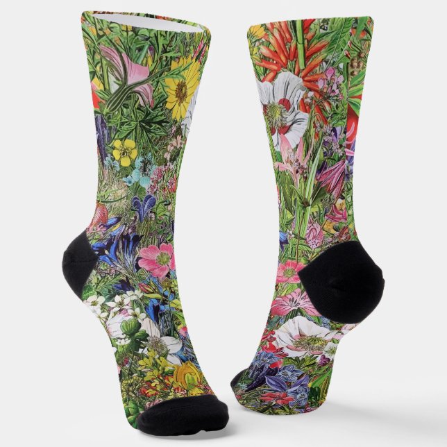 Botanische Blütennatur-Wildblume Socken (Gewinkelt)