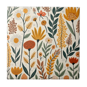 Botanische Boho-Blumen-Pflanzen-Design 390 Fliese