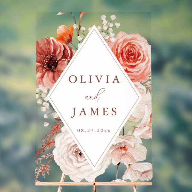 Botanische Boho-Blumenzange Acrylschild (Neutral)