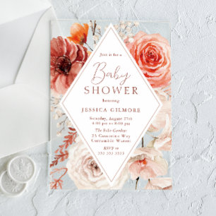 Botanische Boho-Flora-Neutral-Babydusche Herbst Acryleinladungen