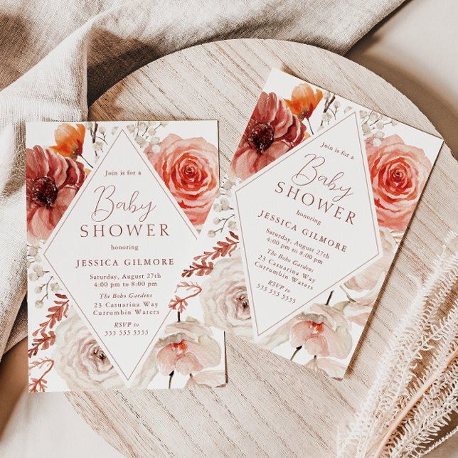 Botanische Boho-Flora-Neutral-Babydusche Herbst Einladung (Von Creator hochgeladen)