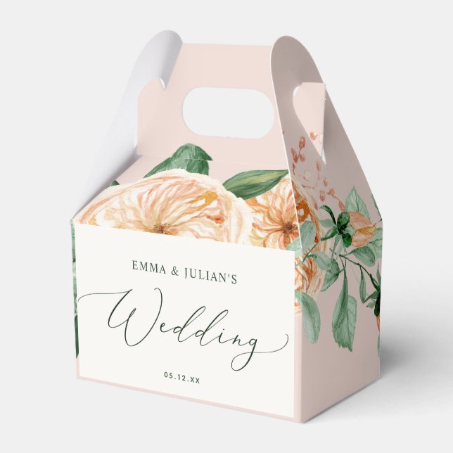 Botanische Boho Greenery Blues Pink Wedding Geschenkschachtel (Vorderseite)