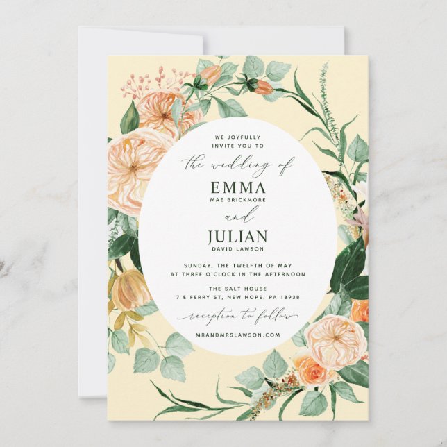Botanische Boho Greenery-Hochzeit Einladung (Vorderseite)