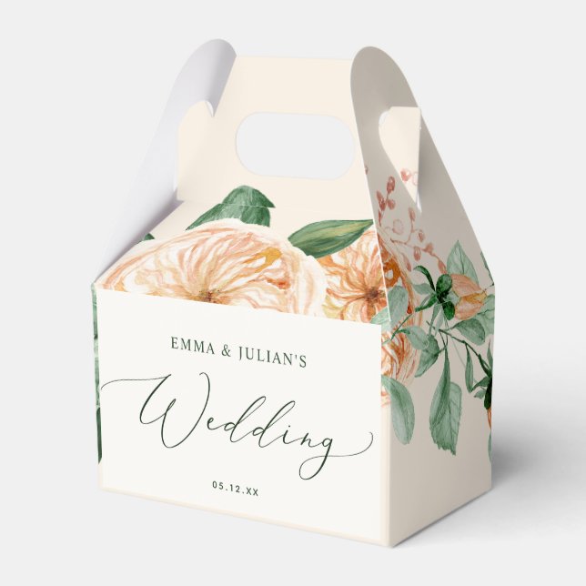 Botanische Boho Greenery Peach Wedding Geschenkschachtel (Vorderseite)