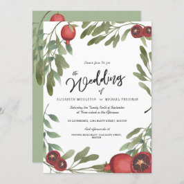 Botanische Boho Greenery Wedding Burgundy Einladung