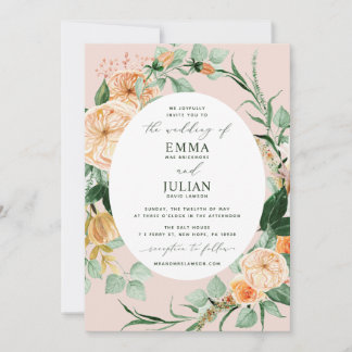 Botanische Boho Grüne Blush Pink Blumenzange Einladung