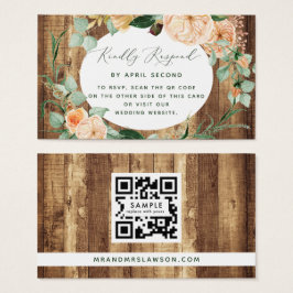 Botanische Boho Rustic Wedding QR Code RSVP Karte