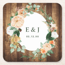 Botanische Boho Rustic Wood Monogram Barn Wedding