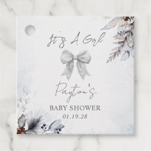 Botanische Bow Winter Snow Girl Babydusche Geschenkanhänger