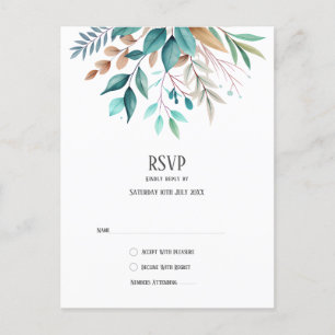 Botanische Branchen Wasserfarbe Thema Helle Farben Postkarte