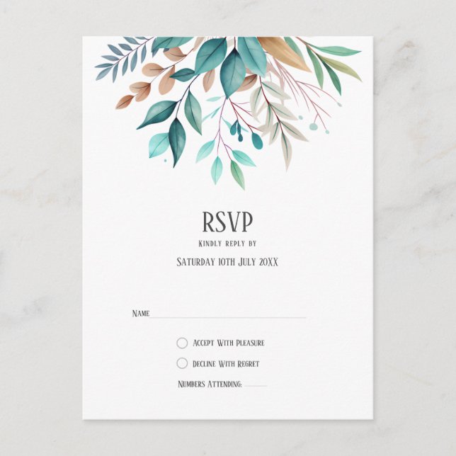 Botanische Branchen Wasserfarbe Thema Helle Farben Postkarte (Vorderseite)