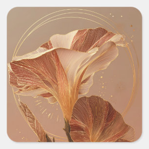 Botanische Brandorange-Calla-Lilie Quadratischer Aufkleber
