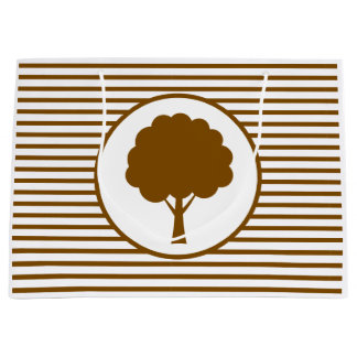 Botanische braune Baum-Streifen-Geschenktasche Große Geschenktüte