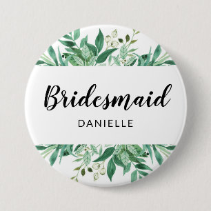 Botanische Bridesmaid Mit Monogramm Button