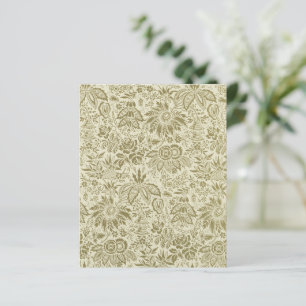 Botanische Brokat-Toile-Floral Grün-Sage-Muster
