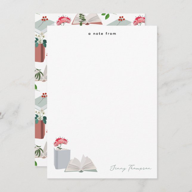 Botanische Bücher und Bibliothek Lesen Individuell Mitteilungskarte (Vorne/Hinten)