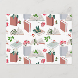 Botanische Bücher und Bibliothekslesemuster Feiertagspostkarte