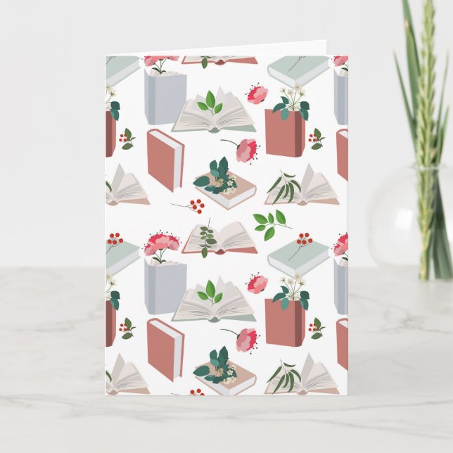 Botanische Bücher und Bibliothekslesemuster Karte (Vorderseite)