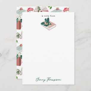 Botanische Bücher und Bibliothekslesemuster Mitteilungskarte