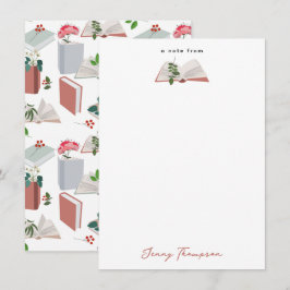 Botanische Bücher und Bibliothekslesemuster Mitteilungskarte