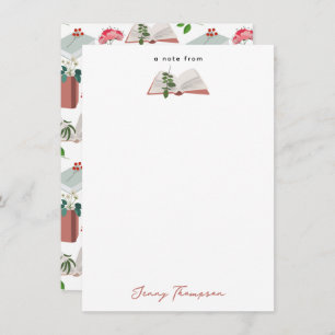 Botanische Bücher und Bibliothekslesemuster Mitteilungskarte