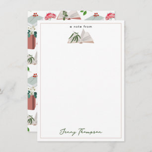 Botanische Bücher und Bibliothekslesemuster Mitteilungskarte