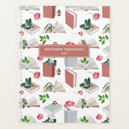 Botanische Bücher und Bibliothekslesemuster Planer