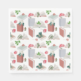 Botanische Bücher und Bibliothekslesemuster Serviette