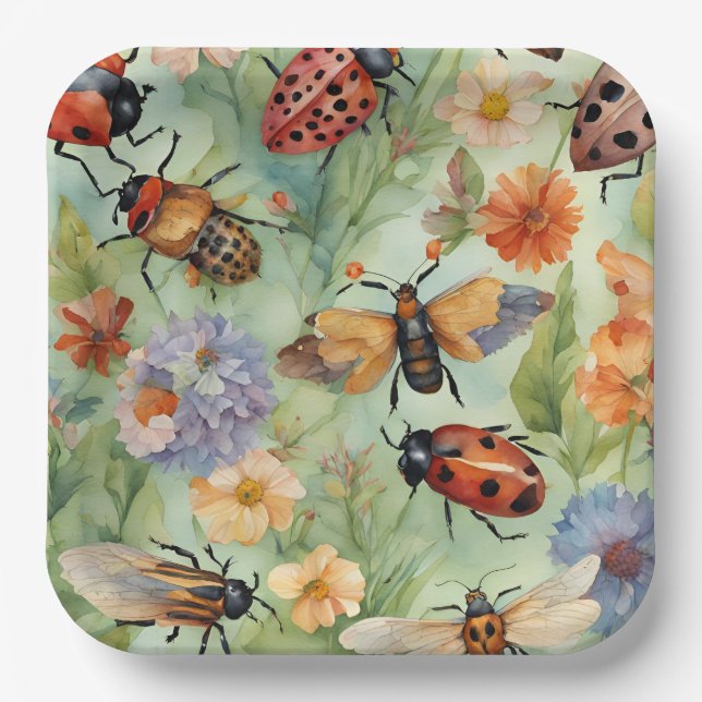 Botanische Bug Symphonie Pappteller (Vorderseite)