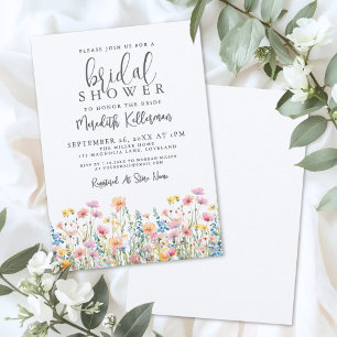 Botanische Bunte Wildblumen Brautdusche Einladung