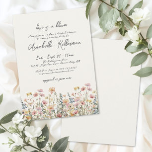 Botanische Bunte Wildblumen Brautdusche Einladung