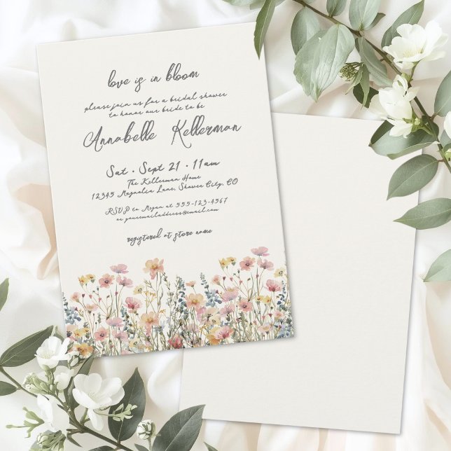 Botanische Bunte Wildblumen Brautdusche Einladung (Botanical Colorful Wildflowers Bridal Shower Invitation)