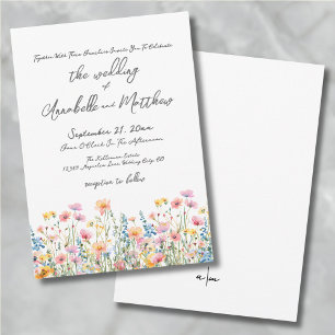 Botanische Bunte Wildblumen-Hochzeit Einladung
