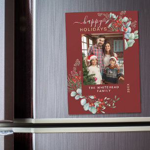 Botanische Burgund-Holiday-Magnet-Karte Magnetkarte