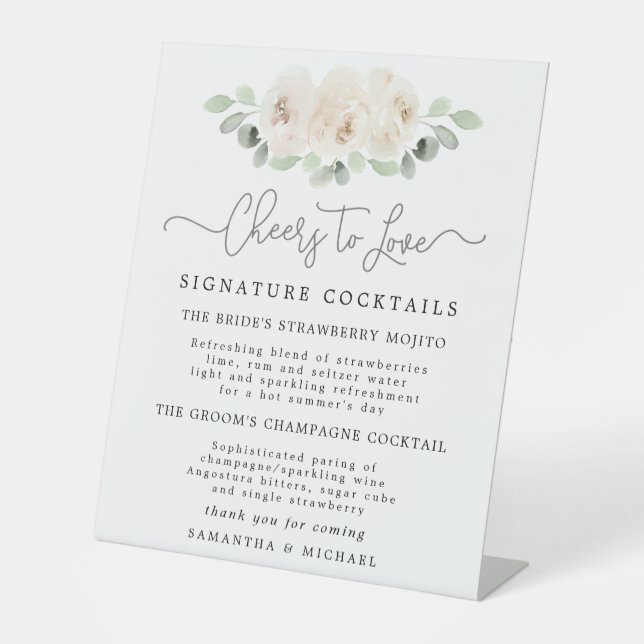 Botanische Cocktails Hochzeit-Bar Sockelschild (Vorderseite)
