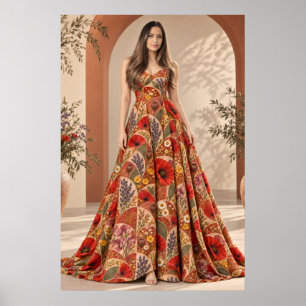 Botanische Couture Frau Boho Floral Mode Poster