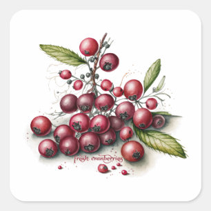 Botanische Cranberries Quadratischer Aufkleber