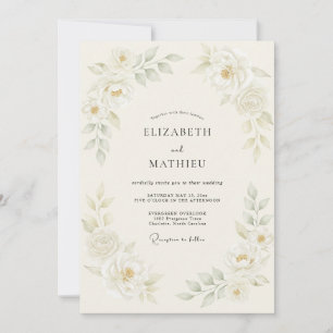 Botanische Cream-Hochzeit mit Poesie Einladung