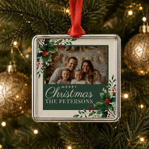 Botanische Creme-Weihnachtsbaumkugel mit individue Ornament Aus Metall