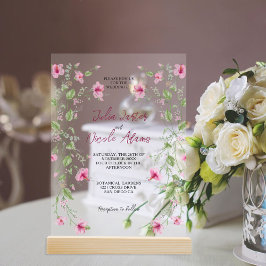 Botanische Daffodils Daisy Peony Blume Hochzeit Acryleinladungen