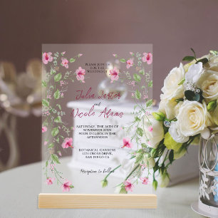 Botanische Daffodils Daisy Peony Blume Hochzeit Acryleinladungen