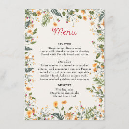Botanische Daffodils Daisy Peony Blume Hochzeit Menükarte